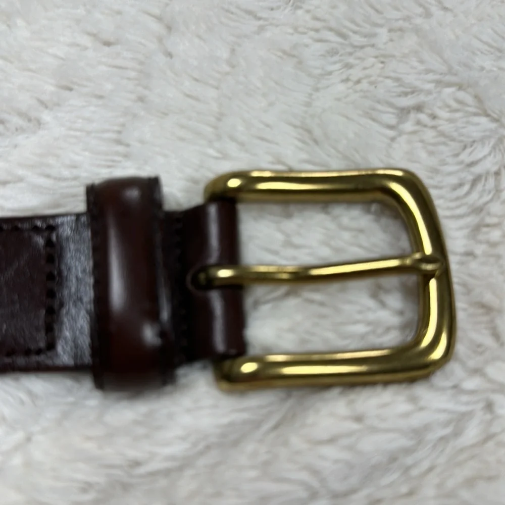 Beautiful dark brown woven belt, leather  tabs made in Argentina, size 32